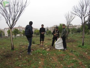 Jongens uit Aleppo verzamelen hout
