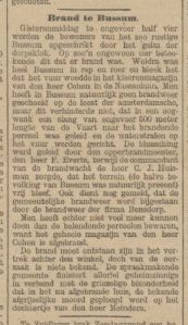 bij brand in de Nassaulaan in Bussum loopt de kruidenierswinkel van A. Meijer schade op. De Tijd, 16 september 1896